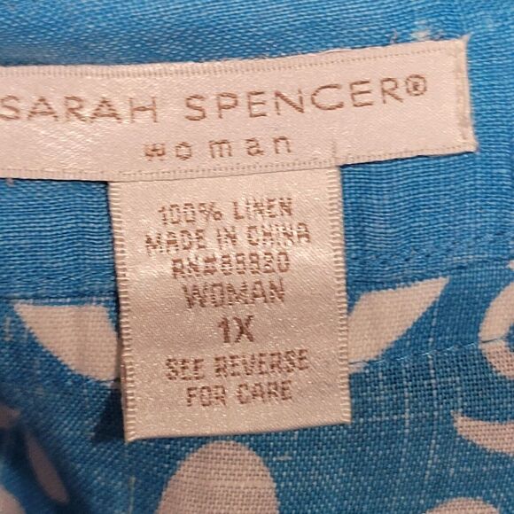 Sarah Spencer Tunic Top Woman 1 X Linen Blue Lagenlook Coastal Resort Boho - Picture 5 of 9